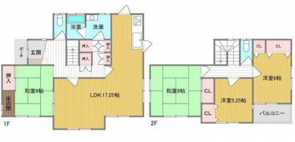 呉市神山、中古一戸建ての間取り画像です