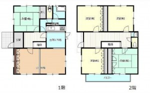 呉市焼山松ケ丘、中古一戸建ての間取り画像です