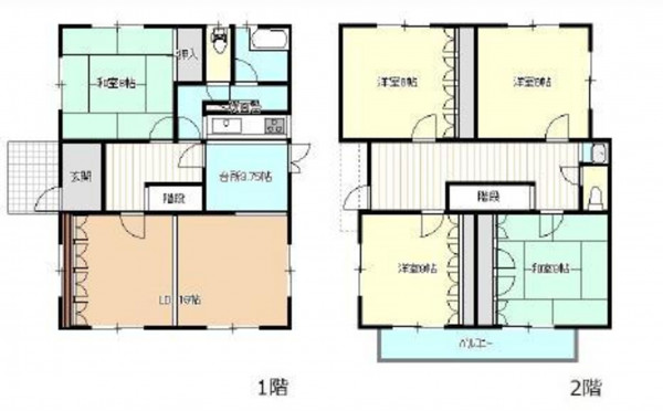 呉市焼山松ケ丘、中古一戸建ての間取り画像です