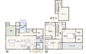 呉市焼山宮ケ迫、新築一戸建ての間取り画像です
