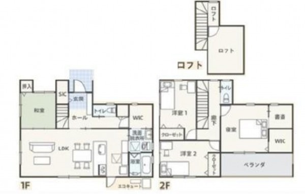 呉市焼山宮ケ迫、新築一戸建ての間取り画像です
