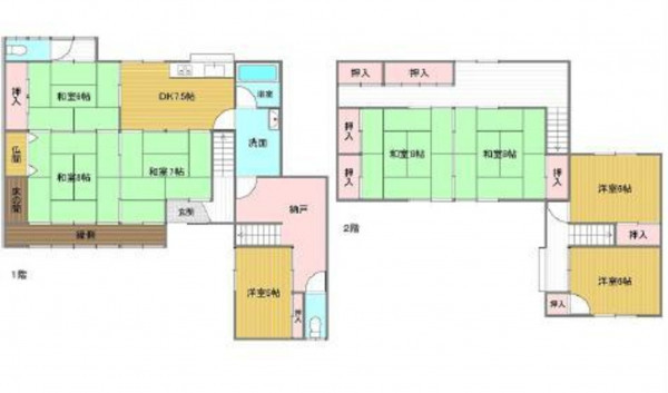 呉市安浦町三津口、中古一戸建ての間取り画像です