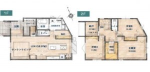 呉市宮原、中古一戸建ての間取り画像です