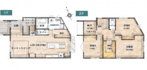 呉市宮原、新築一戸建ての間取り画像です