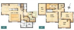 呉市宮原、中古一戸建ての間取り画像です