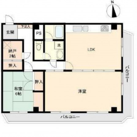 呉市中通、マンションの間取り画像です