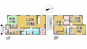 呉市焼山桜ケ丘、中古一戸建ての間取り画像です