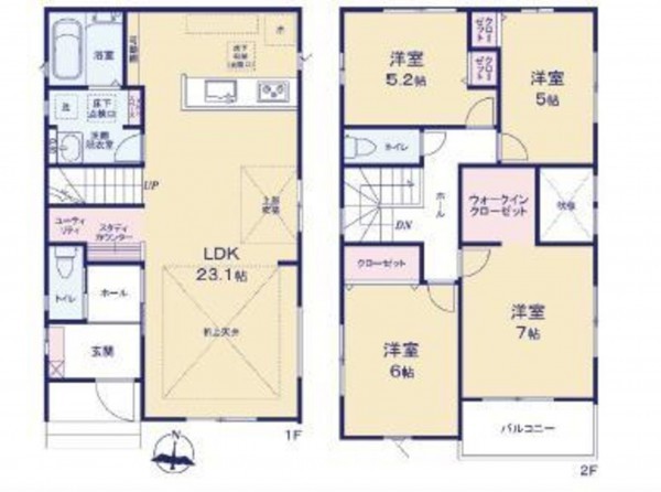 呉市焼山東、中古一戸建ての間取り画像です