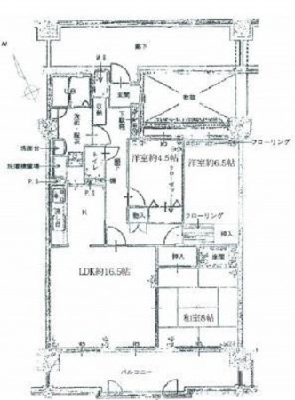 呉市阿賀中央、マンションの間取り画像です