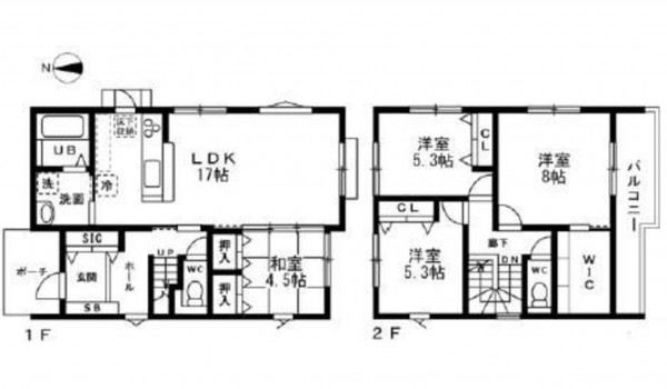 呉市宮原、新築一戸建ての間取り画像です