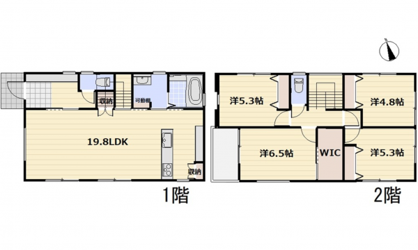 呉市東辰川町、新築一戸建ての間取り画像です