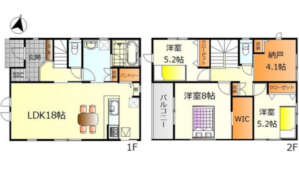 呉市平原町、新築一戸建ての間取り画像です