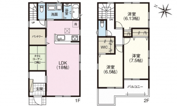 呉市広両谷、新築一戸建ての間取り画像です