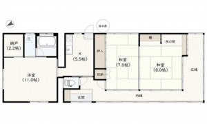 呉市音戸町先奥、中古一戸建ての間取り画像です