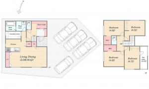 呉市吉浦西城町、新築一戸建ての間取り画像です