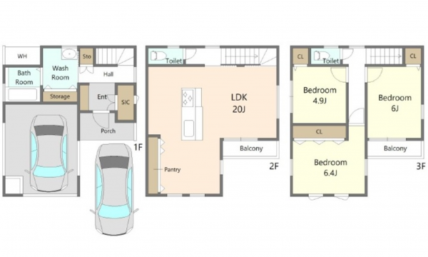 呉市東中央、中古一戸建ての間取り画像です