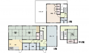 呉市焼山此原町、中古一戸建ての間取り画像です