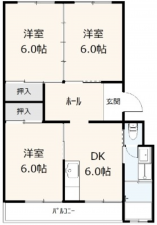呉市焼山東、マンションの間取り画像です
