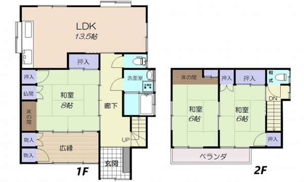 呉市音戸町波多見、中古一戸建ての間取り画像です