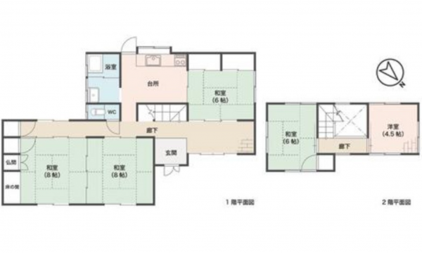 呉市音戸町早瀬、中古一戸建ての間取り画像です