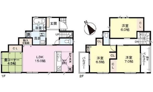 呉市宮原、新築一戸建ての間取り画像です