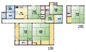 呉市西惣付町、中古一戸建ての間取り画像です