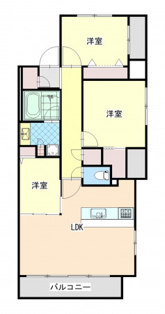 呉市西中央、マンションの間取り画像です