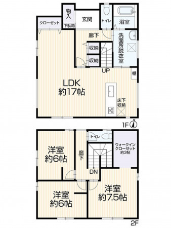 東広島市黒瀬町楢原、中古一戸建ての間取り画像です