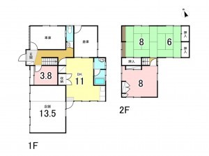 岡山市北区大井、中古一戸建ての間取り画像です