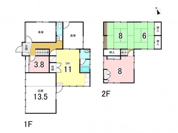 岡山市北区大井、中古一戸建ての間取り画像です