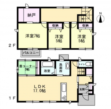 岡山市北区建部町福渡、中古一戸建ての間取り画像です