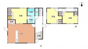 岡山市北区大安寺東町、中古一戸建ての間取り画像です