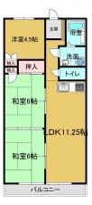 岡山市北区東古松、マンションの間取り画像です