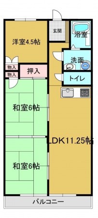 岡山市北区東古松、マンションの間取り画像です