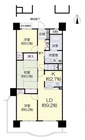 岡山市北区西之町、マンションの間取り画像です