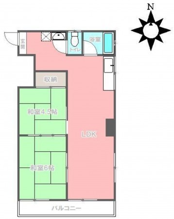 岡山市北区春日町、マンションの間取り画像です