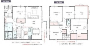 岡山市北区辛川市場、新築一戸建ての間取り画像です