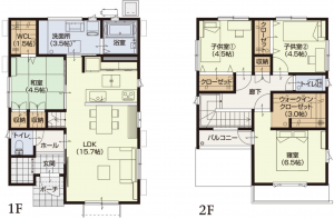 岡山市北区津島京町、新築一戸建ての間取り画像です