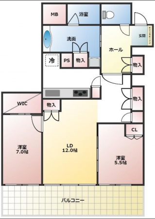 岡山市北区表町、マンションの間取り画像です