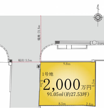 岡山市北区下伊福上町、土地の間取り画像です