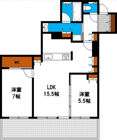 岡山市北区表町、マンションの間取り画像です