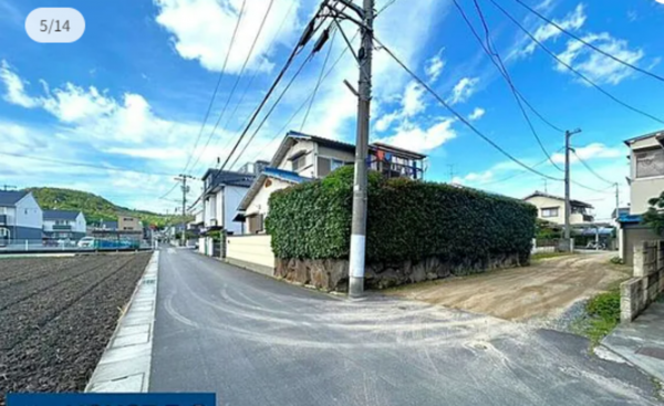 岡山市北区大安寺南町、土地の前面道路を含む現地写真画像です