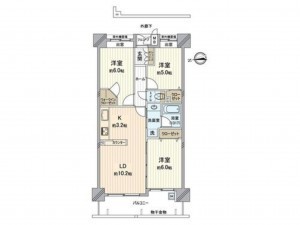 岡山市北区奥田、マンションの間取り画像です
