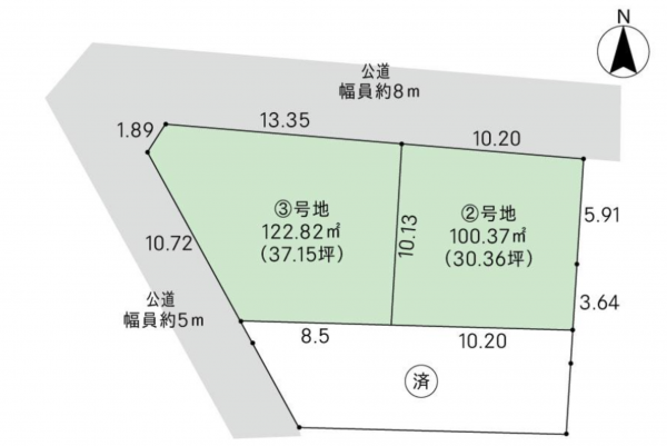 岡山市北区京町、土地の間取り画像です