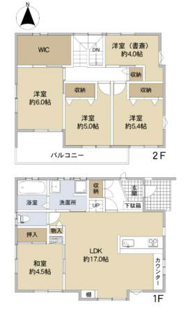 岡山市北区横井上、中古一戸建ての間取り画像です