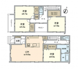 岡山市北区一宮、新築一戸建ての間取り画像です