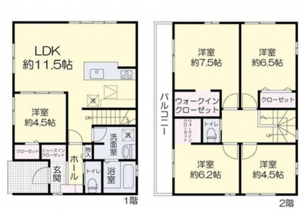 岡山市北区西辛川、新築一戸建ての間取り画像です