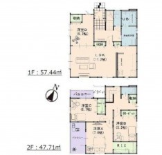 岡山市北区一宮、新築一戸建ての間取り画像です