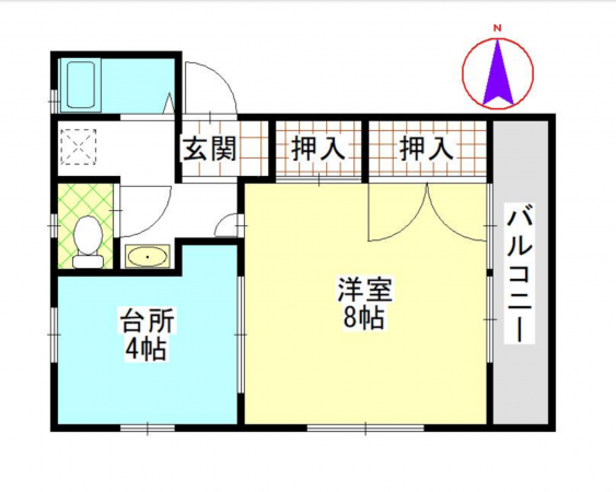 岡山市北区東中央町、マンションの間取り画像です