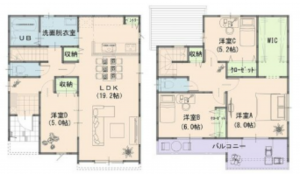 岡山市北区今保、新築一戸建ての間取り画像です